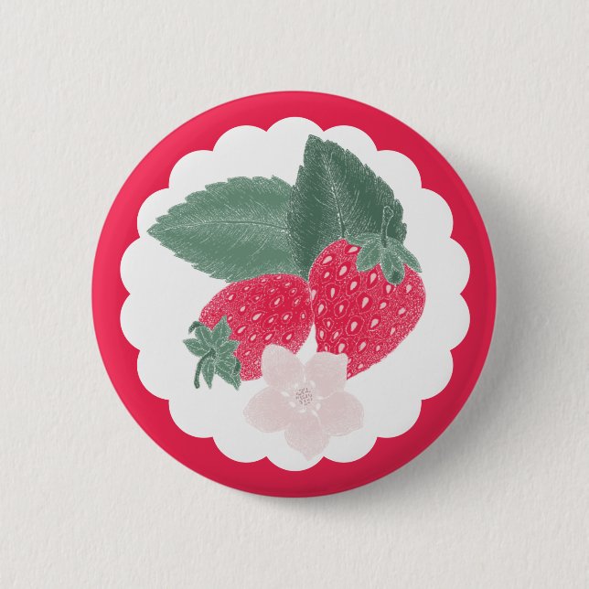 Berry Sweet Strawberry Button – Red Fruit Theme  (Front)