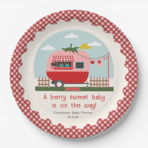 Berry Sweet Strawberry Camper Baby Shower Paper Plate