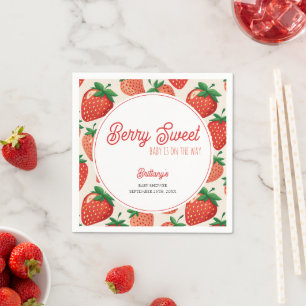 Berry Sweet Strawberry Chequered Baby Shower Napkin