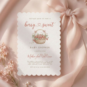 Berry Sweet Strawberry Coquette Baby shower Invitation
