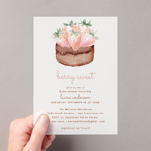 Berry Sweet Strawberry Cupcake Baby Shower Acrylic Invitations
