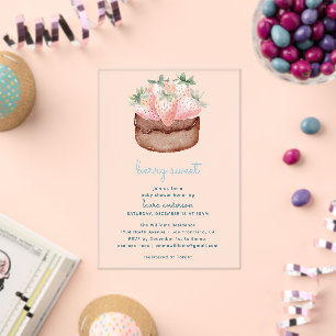 Berry Sweet Strawberry Cupcake Baby Shower Acrylic Invitations
