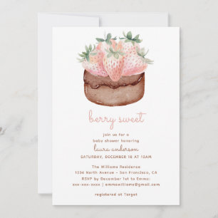 Berry Sweet Strawberry Cupcake Baby Shower Invitation