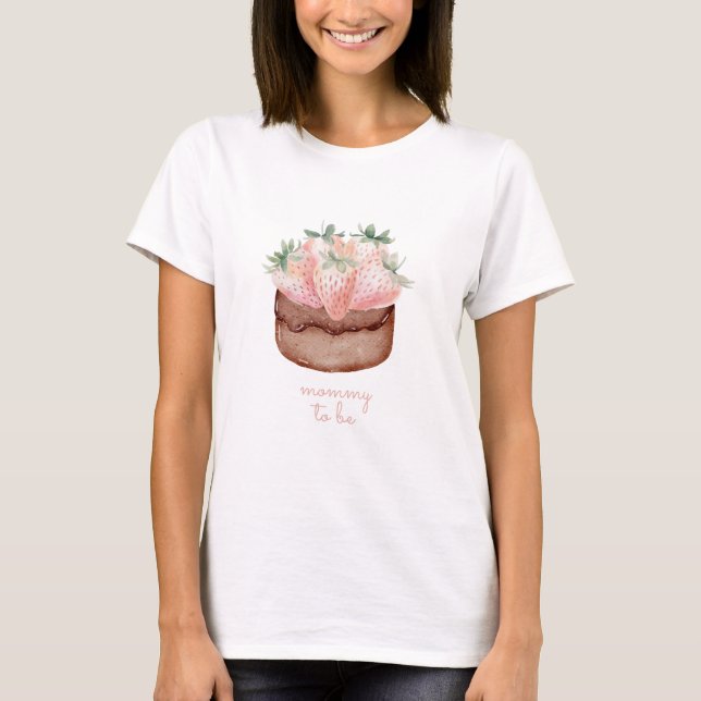 Berry Sweet Strawberry Cupcake Baby Shower Mummy T-Shirt (Front)