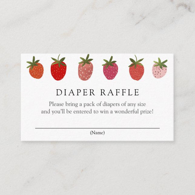 Berry Sweet Strawberry Diaper Raffle insert card (Front)