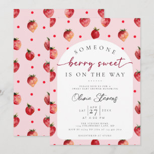 Berry Sweet Strawberry Fruit Baby Shower  Invitation
