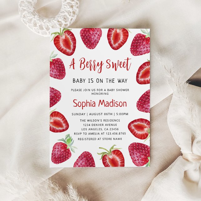 Berry Sweet | Strawberry Fruits Baby Shower Invitation (Creator Uploaded)