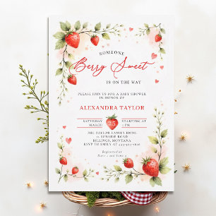 Berry Sweet Strawberry Garden Summer Baby Shower Invitation