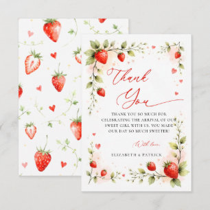 Berry Sweet Strawberry Garden Summer Baby Shower Thank You Card
