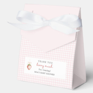 Berry Sweet Strawberry Gingham Baby Shower  Favour Box
