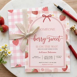 Berry Sweet Strawberry Girl Baby Shower Invitation