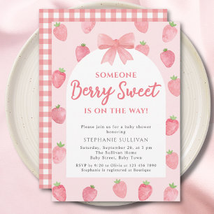 Berry Sweet Strawberry Girl Baby Shower  Invitation