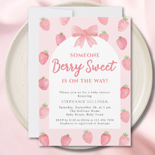 Berry Sweet Strawberry Girl Baby Shower  Invitation