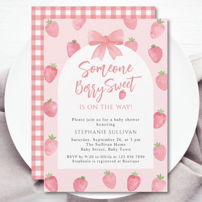 Berry Sweet Strawberry Girl Baby Shower Invitation (Creator Uploaded)