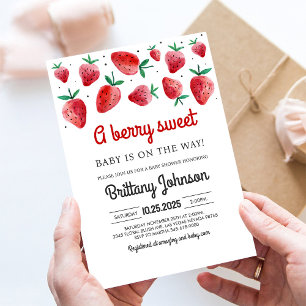 Berry Sweet Strawberry Girl Baby Shower Invite