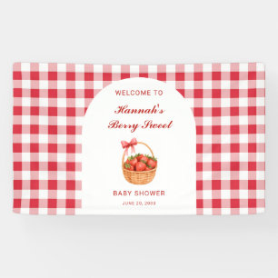 Berry Sweet Strawberry Girl Baby Shower Welcome Banner