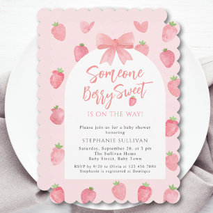 Berry Sweet Strawberry Girl's Baby Shower Invitation