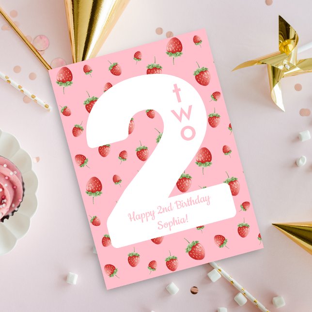 Berry Sweet Strawberry Happy Birthday Card (Creator Uploaded)