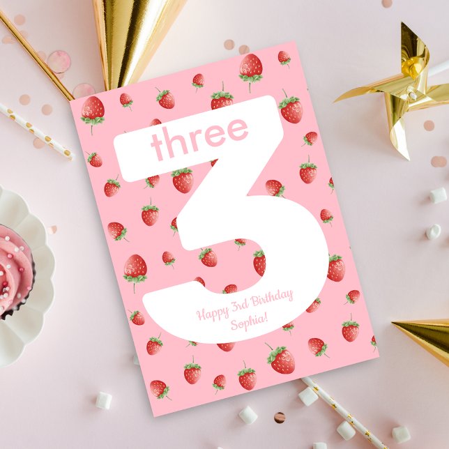 Berry Sweet Strawberry Happy Birthday Card (Creator Uploaded)