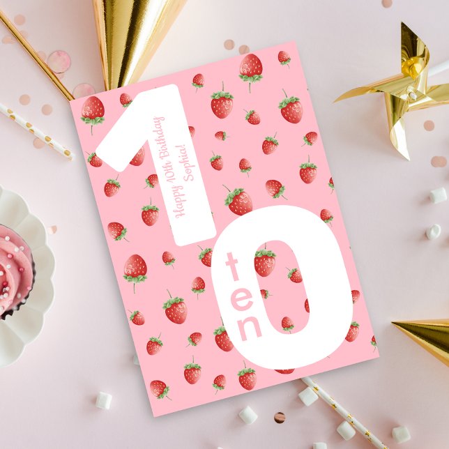 Berry Sweet Strawberry Happy Birthday Card (Creator Uploaded)