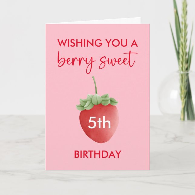 Berry Sweet Strawberry Happy Birthday Card (Front)