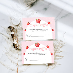 Berry Sweet Strawberry Heart Girl Baby Shower   Enclosure Card