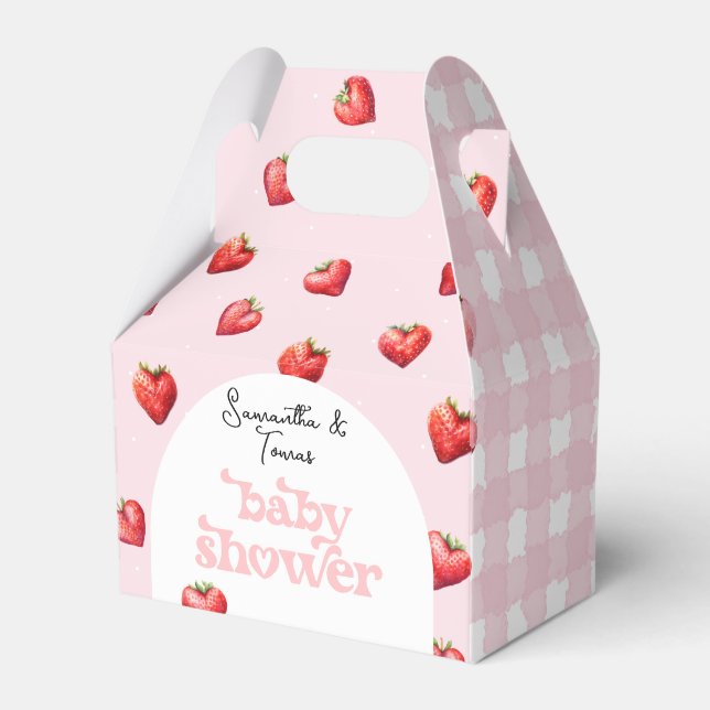 Berry Sweet Strawberry Heart Girl Baby Shower   Favour Box (Front Side)