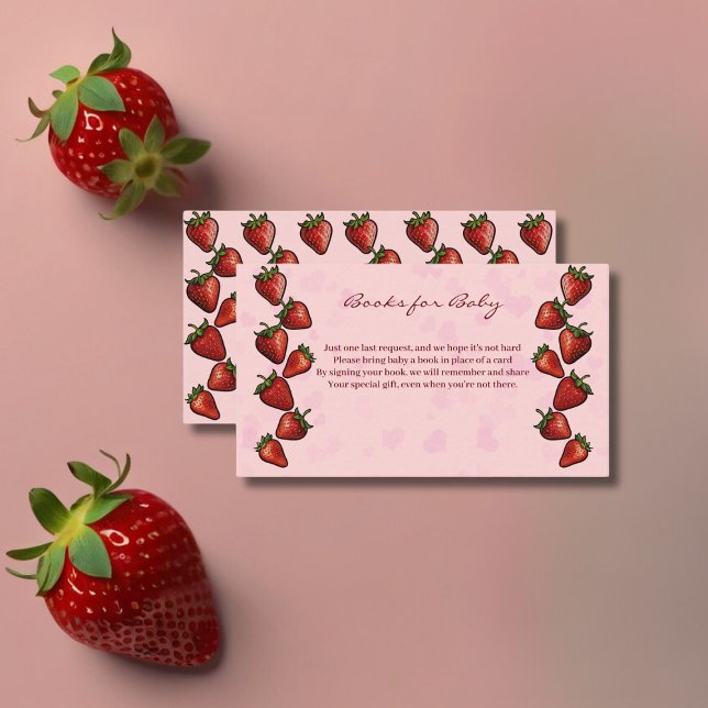 Berry Sweet Strawberry Hearts Baby Shower Enclosure Card (Creator Uploaded)