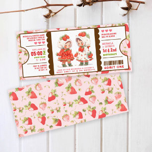 Berry Sweet Strawberry joint birthday ticket Invitation