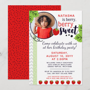 Berry Sweet Strawberry Kids' Birthday Party Invitation