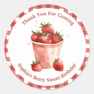 Berry Sweet Strawberry Party Classic Round Sticker
