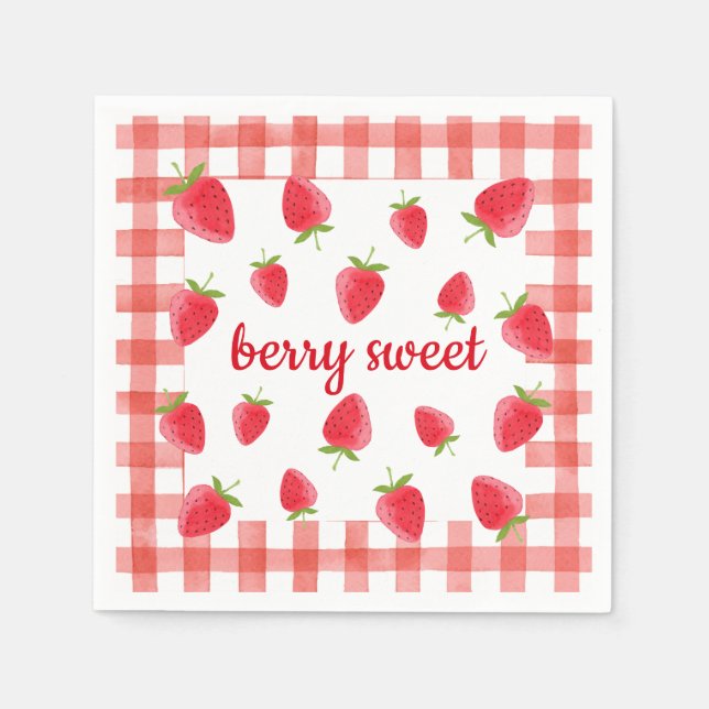 Berry Sweet Strawberry Party Napkin (Front)