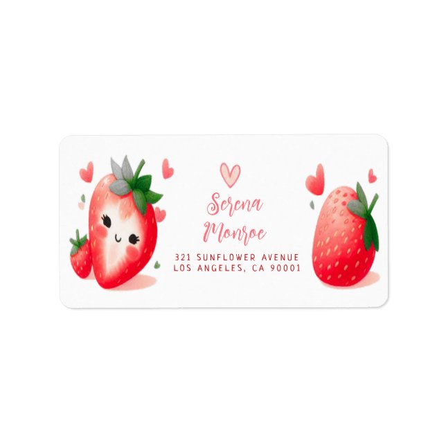 Berry Sweet Strawberry Party Return Address Label (Front)
