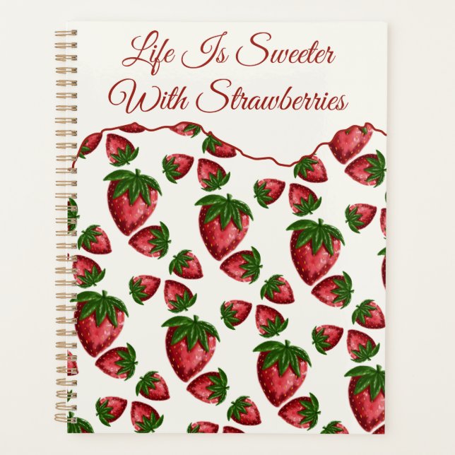 Berry Sweet Strawberry Pattern Daily Planner (Front)