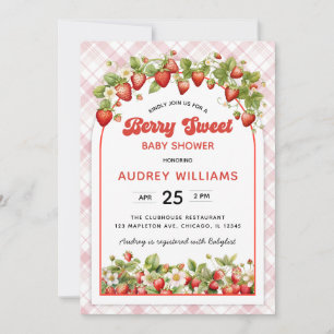 Berry Sweet Strawberry Pink Girl Invitation