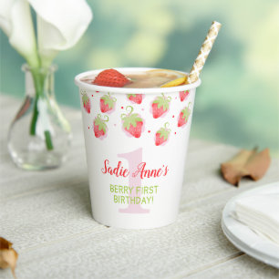 Berry Sweet Strawberry Red Berries Birthday Paper Cups