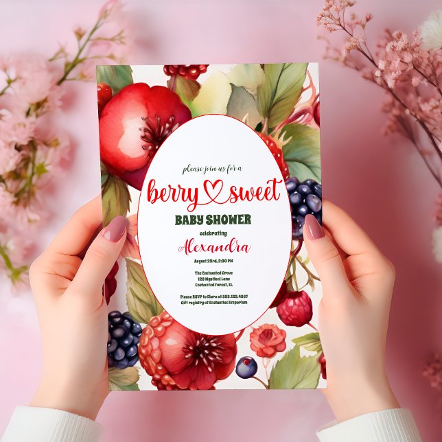 Berry Sweet Strawberry Red Blue Baby Shower Invitation (Creator Uploaded)