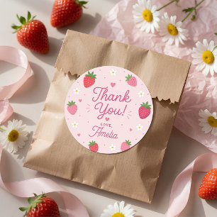 Berry Sweet Strawberry Thank You Classic Round Sticker