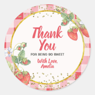 Berry Sweet Strawberry Thank You for being here Classic Round Sticker