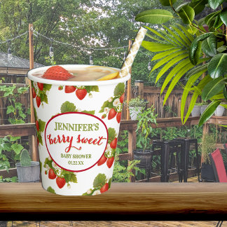 Berry Sweet Strawberry Theme Baby Shower Paper Cups