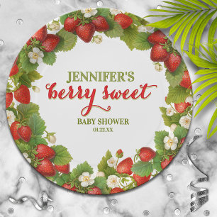 Berry Sweet Strawberry Theme Baby Shower Paper Plate