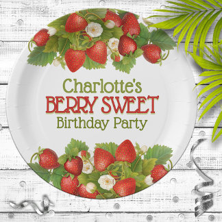 Berry Sweet Strawberry Theme Birthday Party Paper Plate