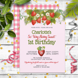 Berry Sweet Strawberry Theme Girl's Birthday Invitation