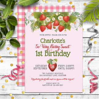 Berry Sweet Strawberry Theme Girl's Birthday Invitation