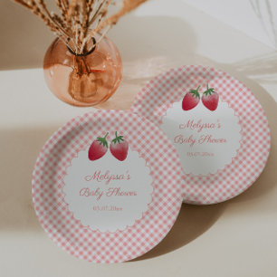 Berry Sweet Strawberry Themed Baby Shower Party Paper Plate