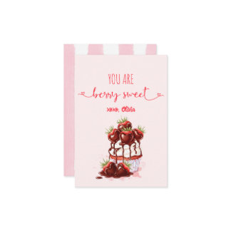 Berry Sweet Stripes Cupcake Whimsy Valentines Day Card