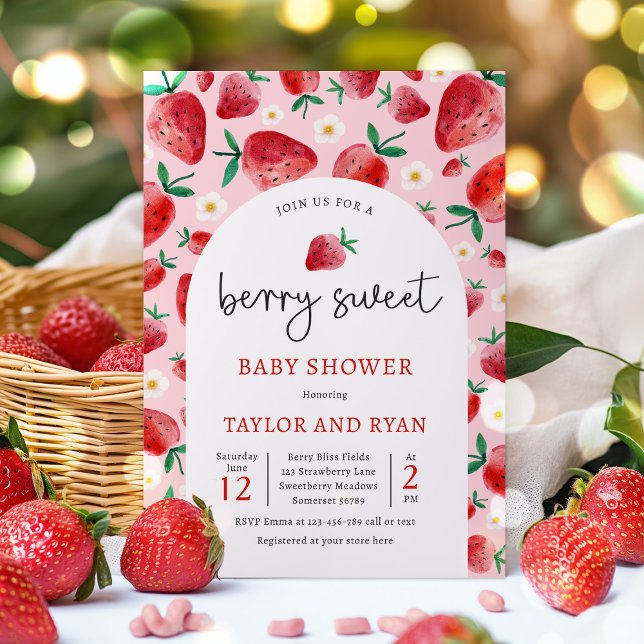 Berry Sweet Summer Strawberry Baby Shower Invitation (Creator Uploaded)