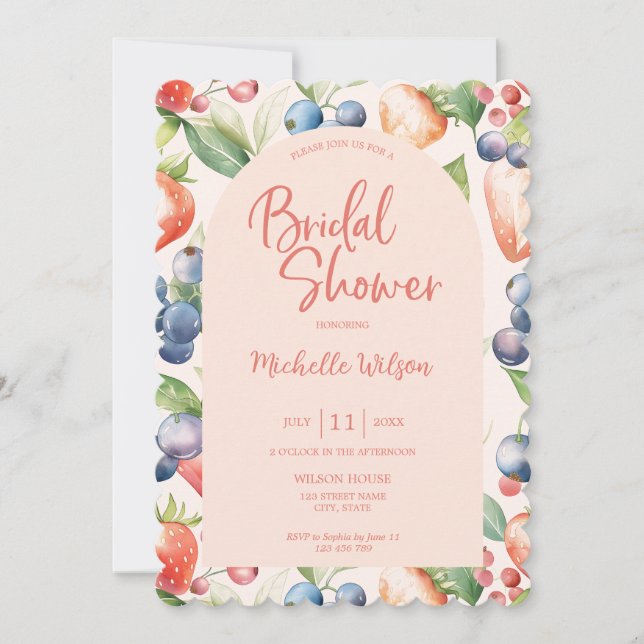 Berry Sweet Summer Wild Berries & Flowers Bridal  Invitation (Front)
