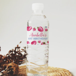 Berry Sweet Water Bottle Label Strawberry Birthday