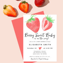 Berry Sweet Watercolor Pink Baby Shower Girl